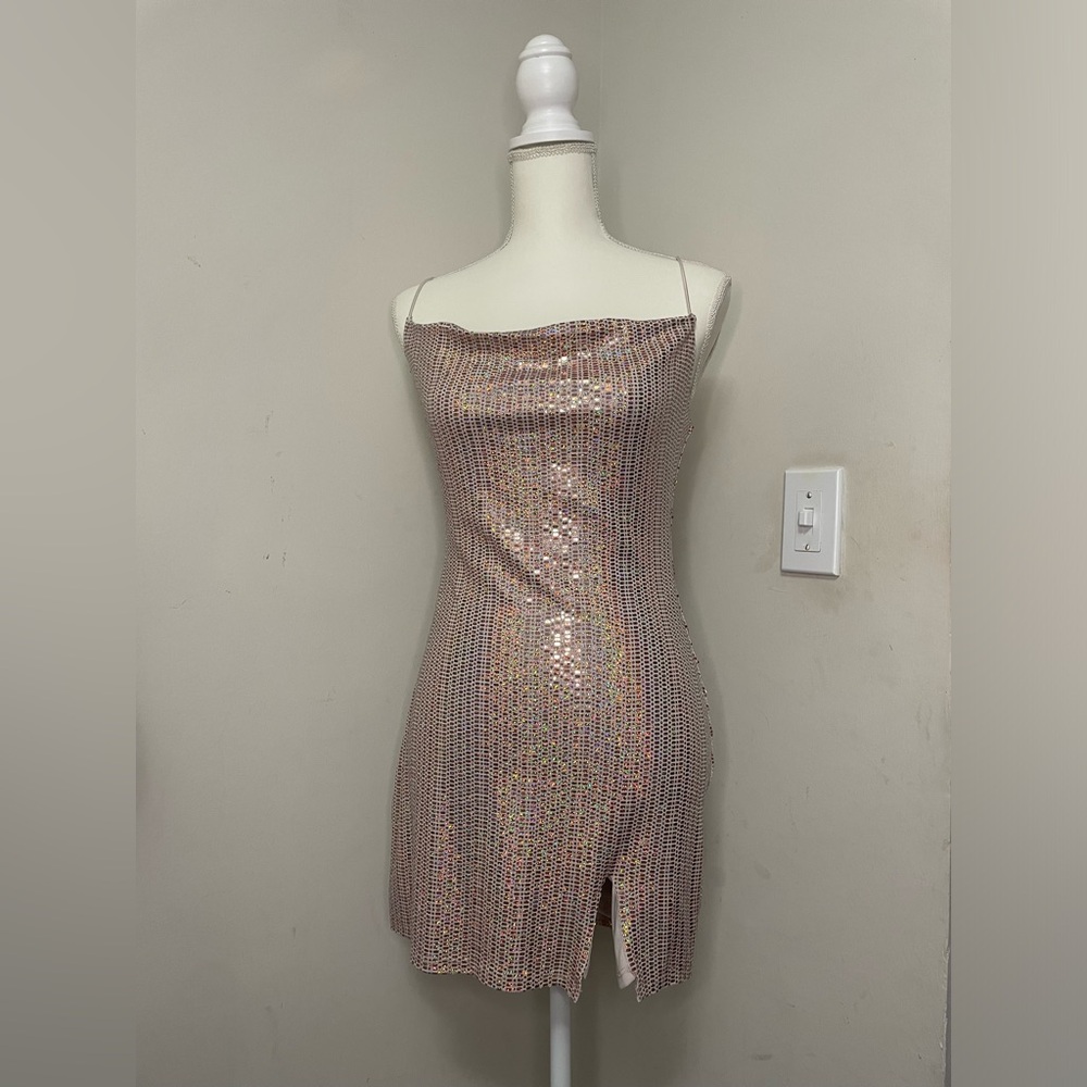 Mini Drees size M, cream and golden color, City Studio Brand.